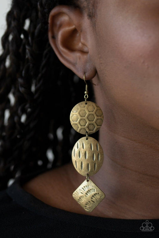 Paparazzi Accessories-Mixed Movement - Brass Earrings