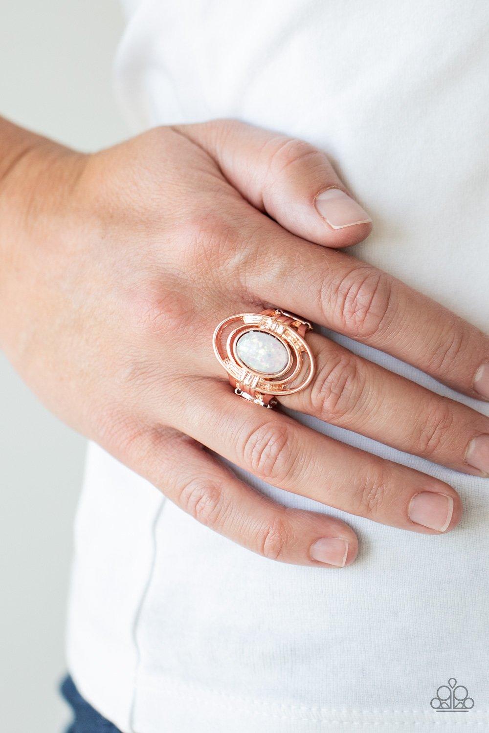  Paparazzi Accessories-Peacefully Pristine - Rose Gold Ring