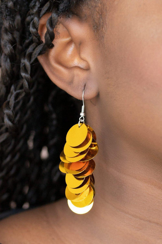 Paparazzi Accessories-Now You SEQUIN It - Gold Earrings