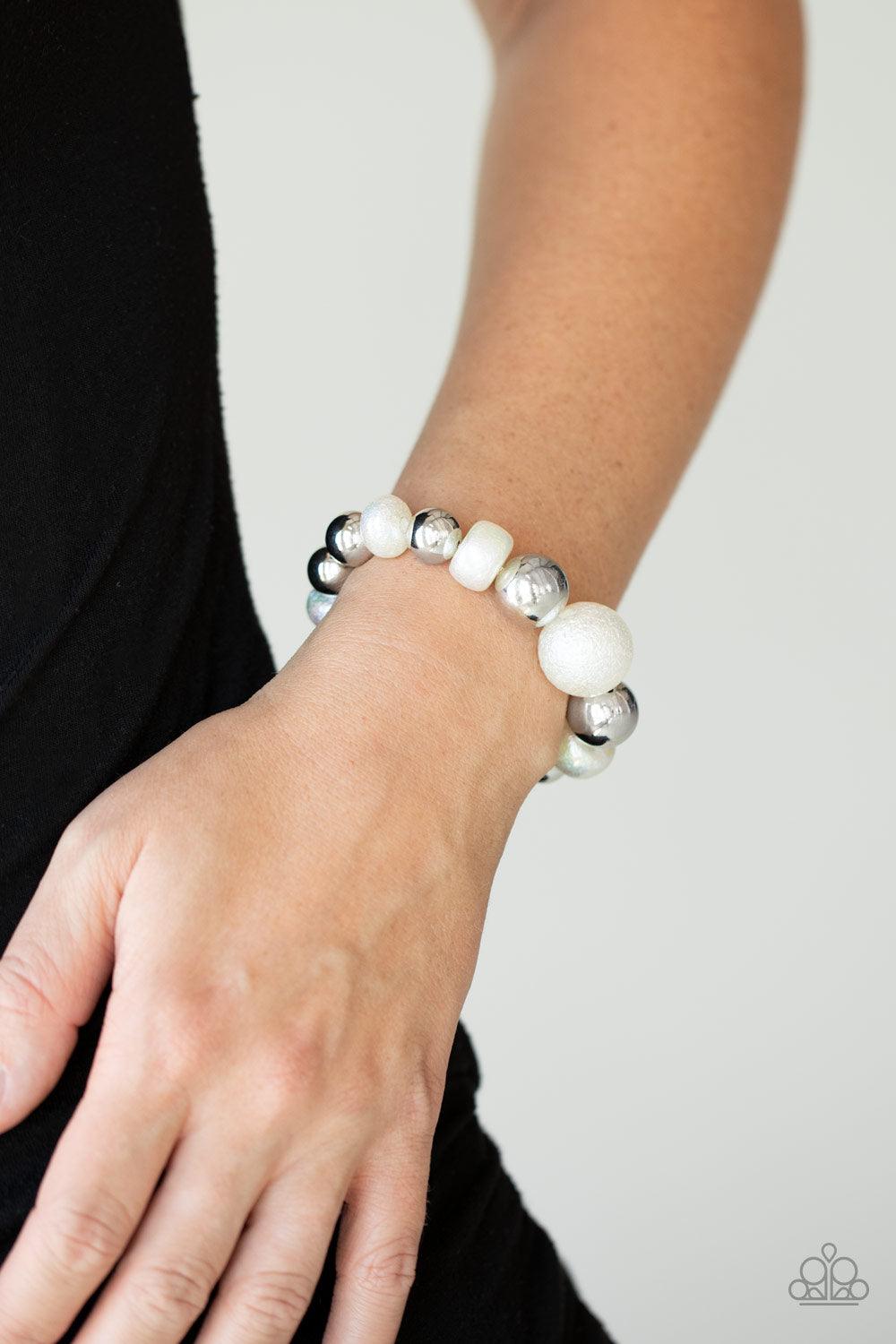 Paparazzi Accessories-Starstruck Shimmer - White Bracelet