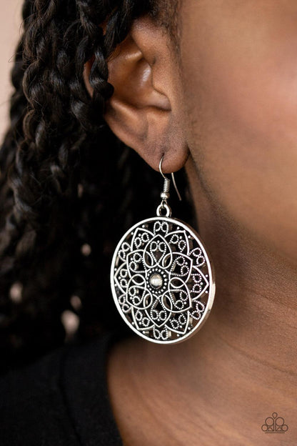 Paparazzi Accessories-Petal Prana - Silver Earrings