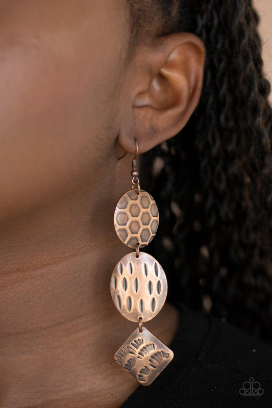 Paparazzi Accessories-Mixed Movement - Copper Earrings