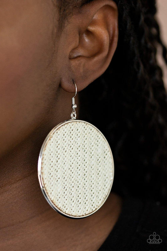 Wonderfully Woven White Earrings - Jewelry by Bretta