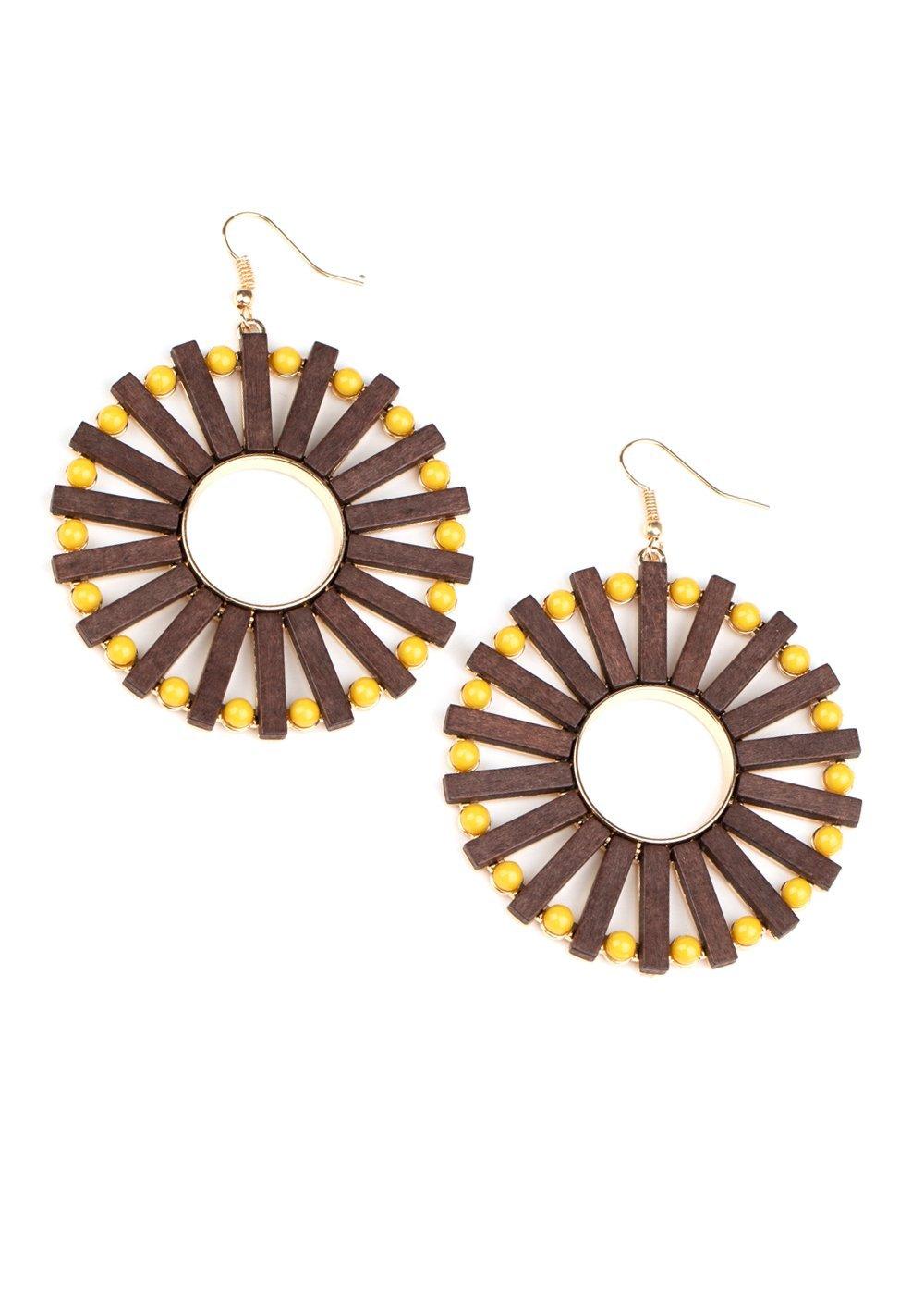 Paparazzi Accessories-Solar Flare - Yellow Earrings