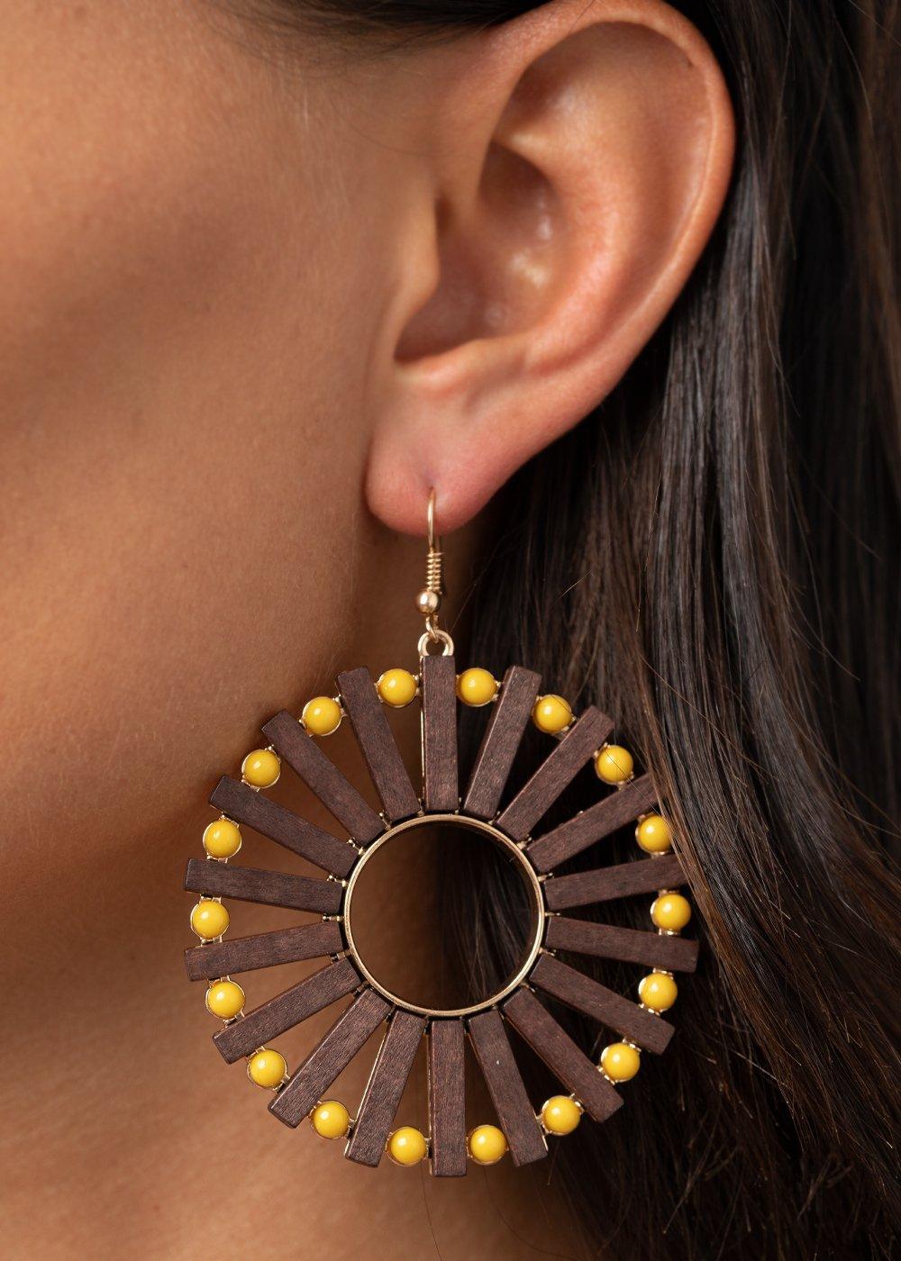 Paparazzi Accessories-Solar Flare - Yellow Earrings