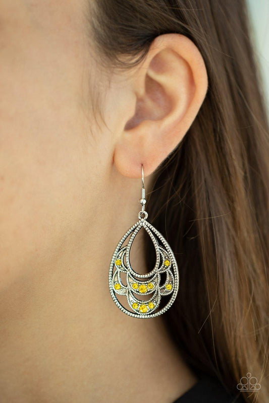 Paparazzi Accessories-Malibu Macrame - Yellow Earrings
