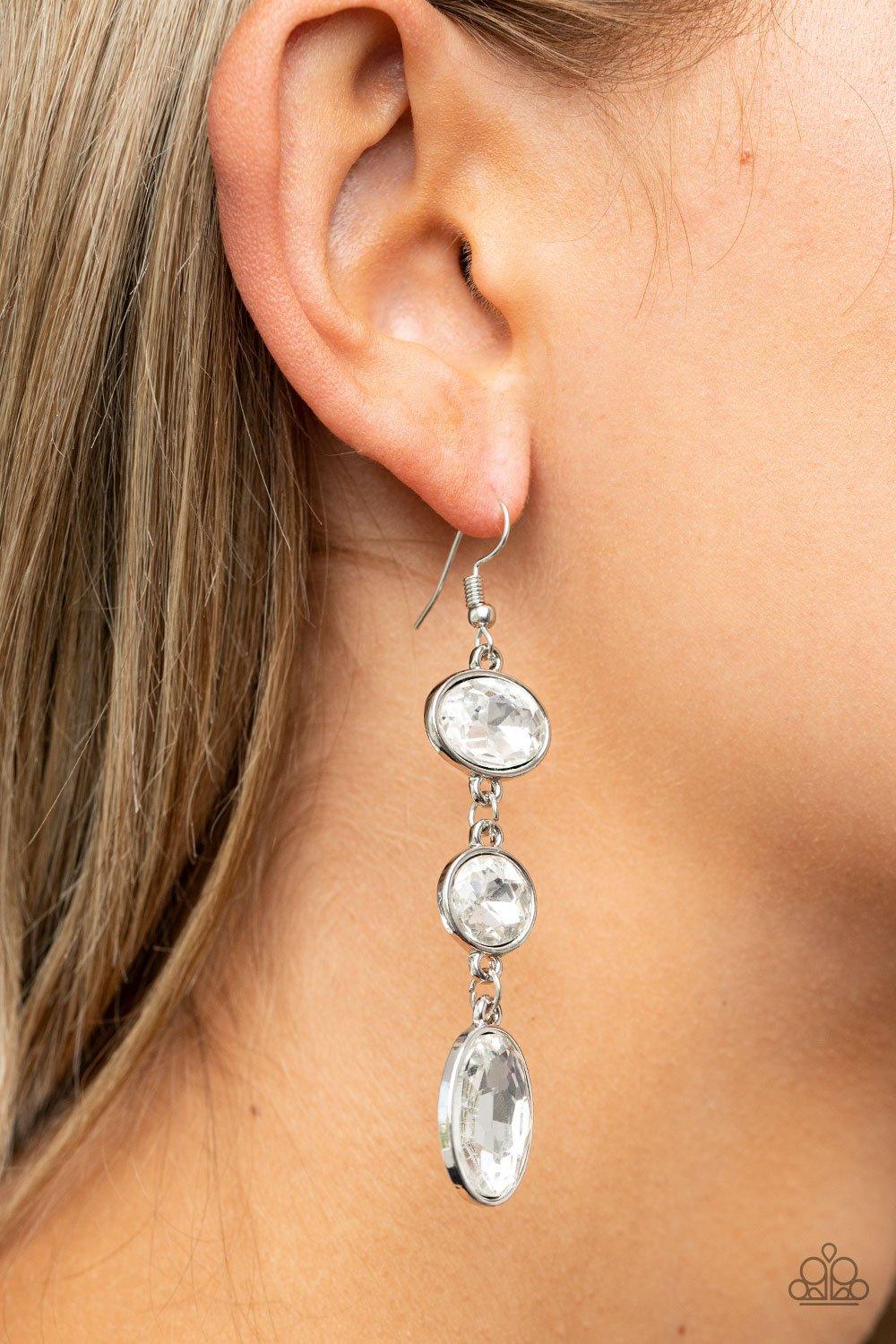 Paparazzi Accessories-The GLOW Must Go On! - White Earrings