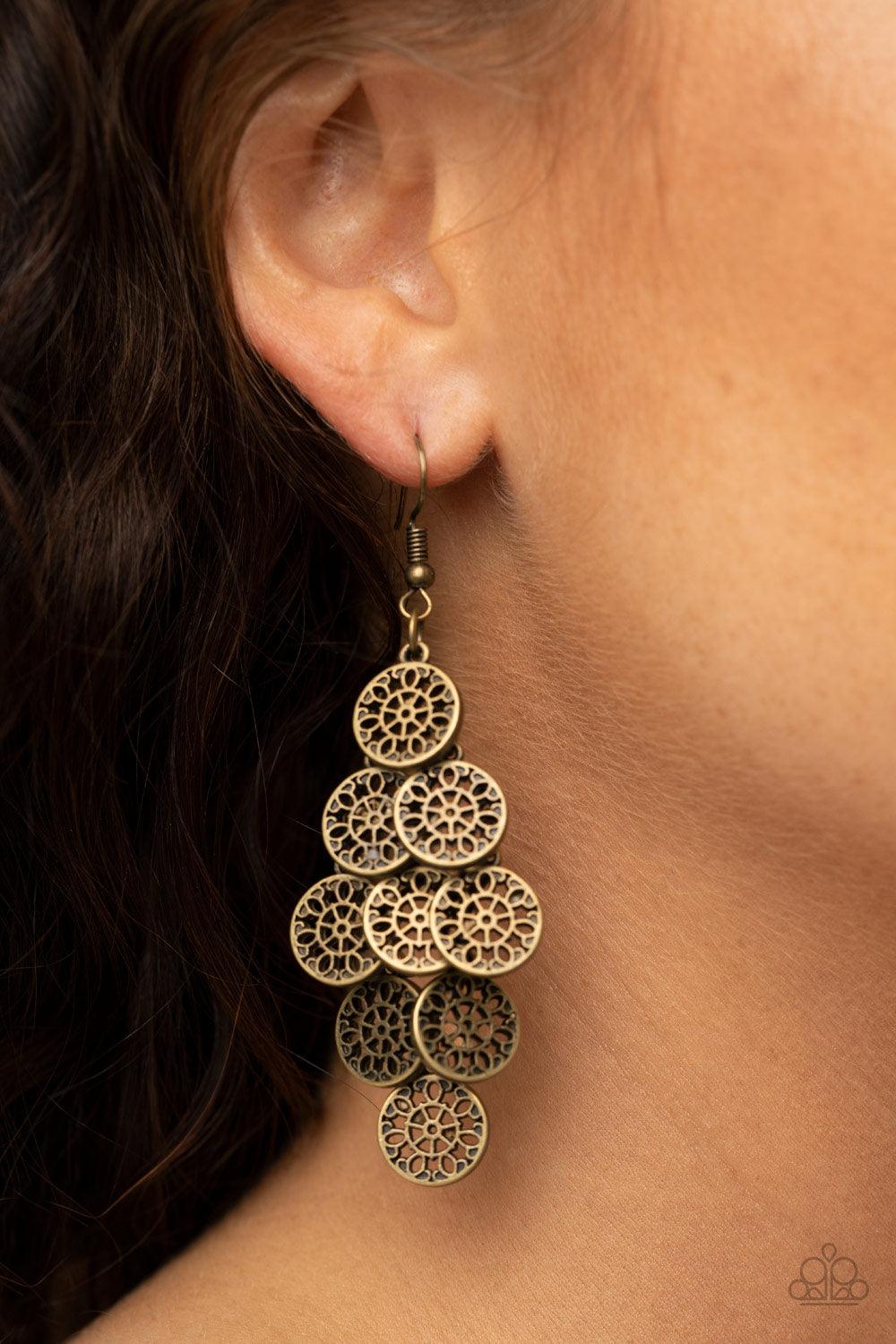 Paparazzi Accessories-Blushing Blooms - Brass Earrings