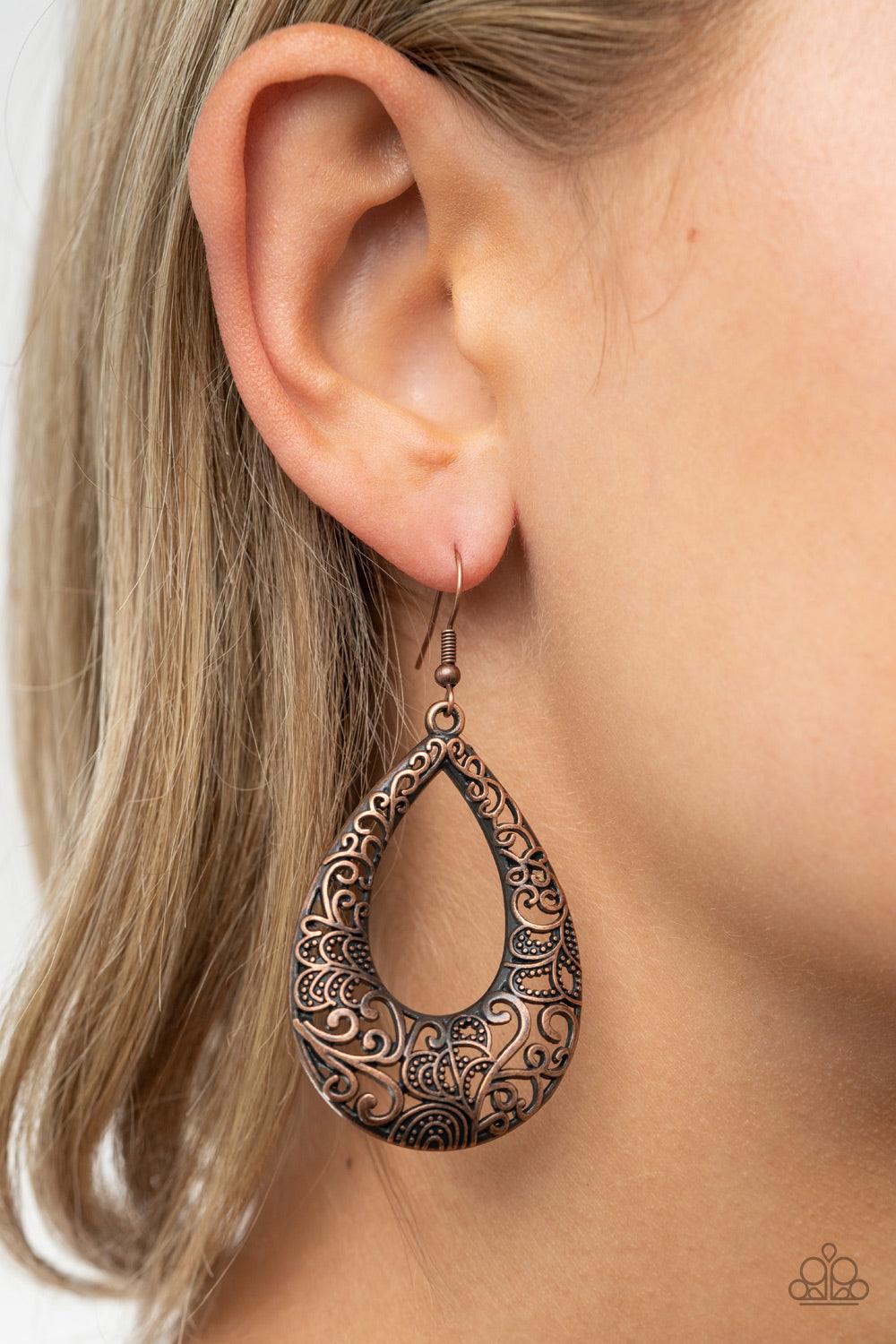  Paparazzi Accessories-Get Into The GROVE - Copper Earrings