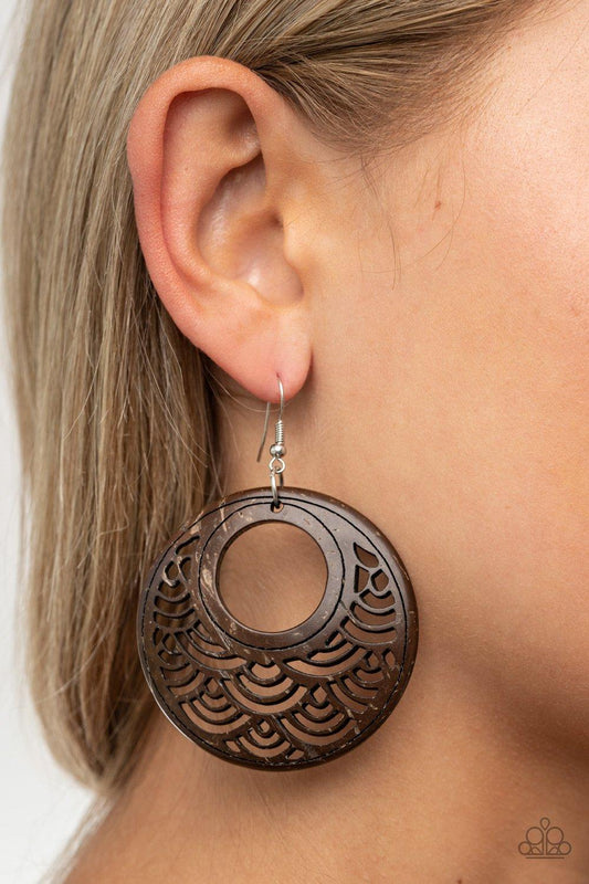Paparazzi Accessories-Tropical Canopy - Brown Earrings
