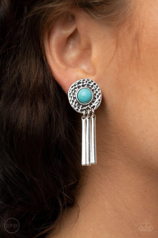 Paparazzi Accessories-Desert Amulet - Blue Earrings