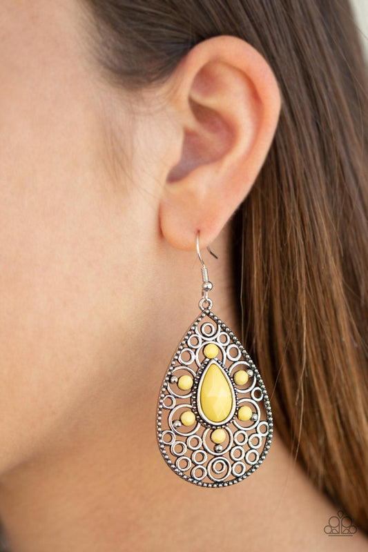 Paparazzi Accessories-Modern Garden - Yellow Earrings