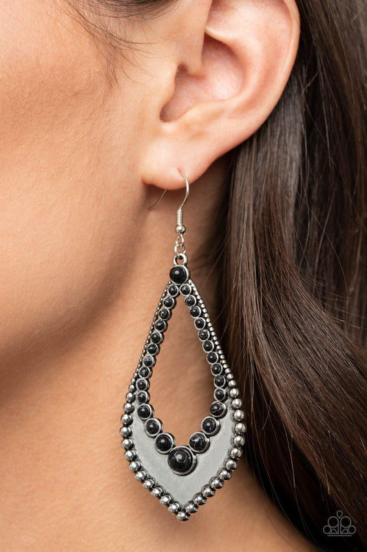 Paparazzi Accessories-Essential Minerals - Black Earrings