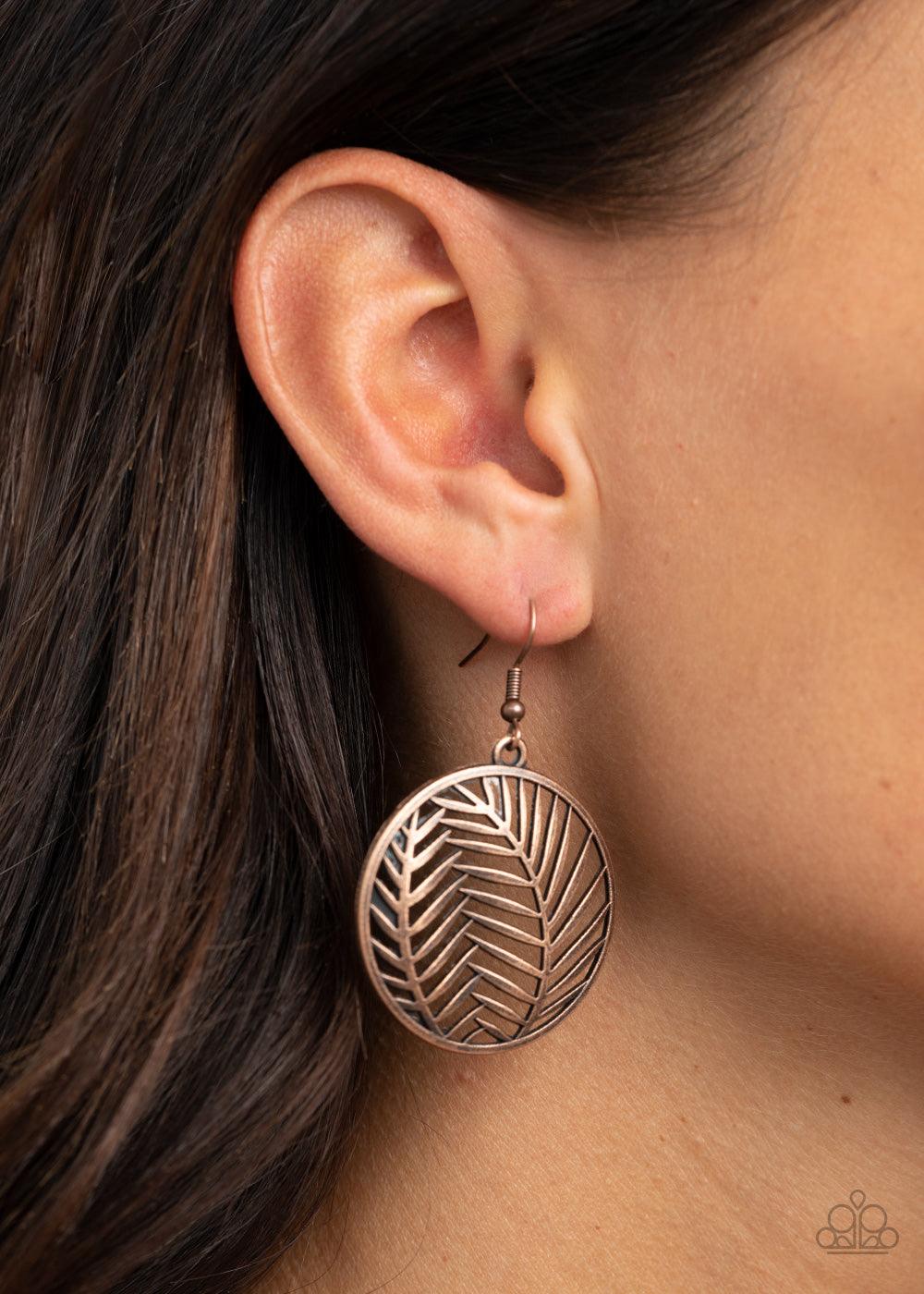 Paparazzi Accessories-Palm Perfection - Copper Earrings