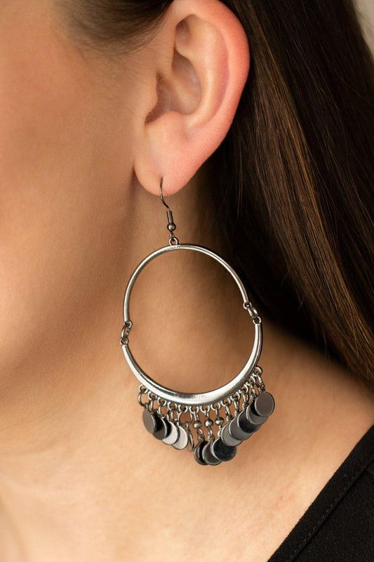 Paparazzi Accessories-Speed of SPOTLIGHT - Black Earrings