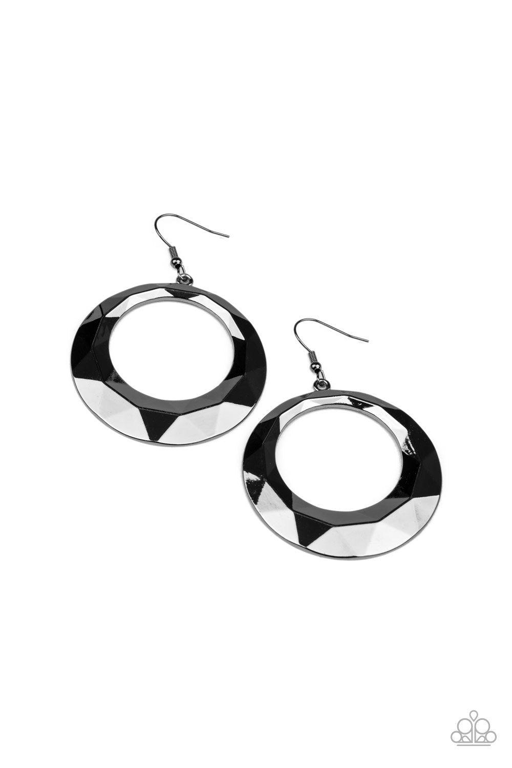 Paparazzi Accessories-Fiercely Faceted - Black Earrings