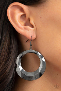 Paparazzi Accessories-Fiercely Faceted - Black Earrings