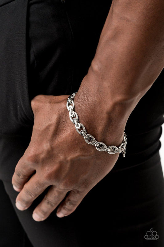 Paparazzi Accessories-Gridiron Grunge - Silver Bracelet
