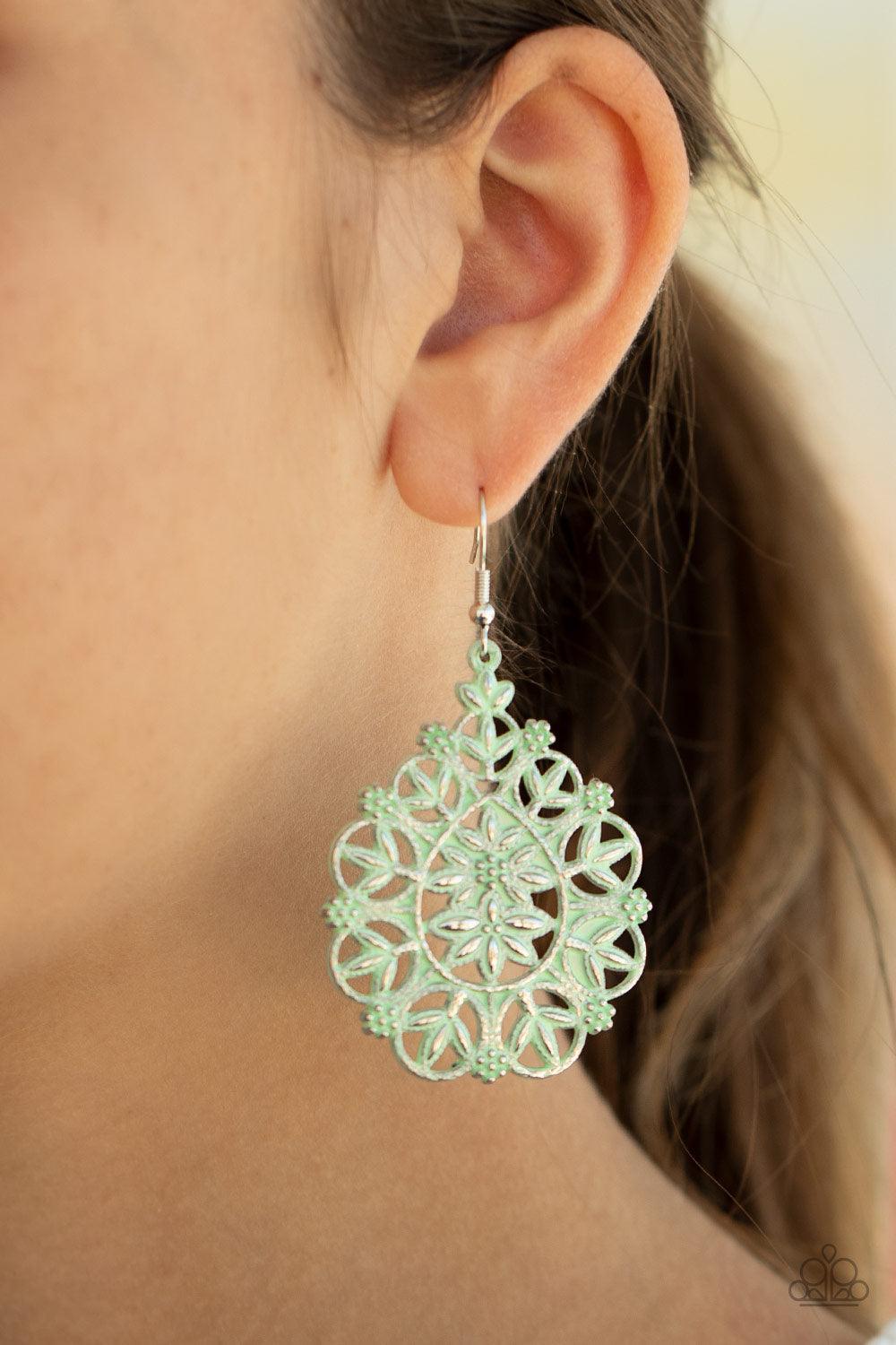 Paparazzi Accessories-Floral Affair - Green Earrings