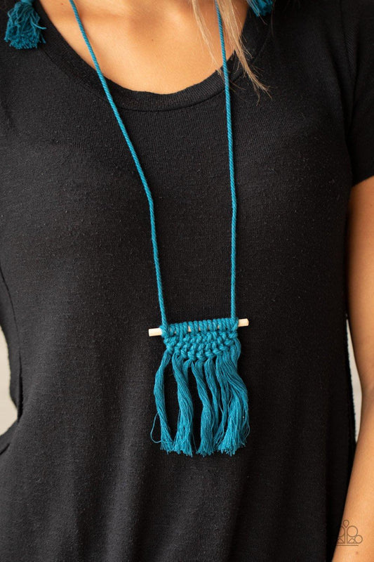 Paparazzi Accessories-Between You and MACRAME - Blue Necklace