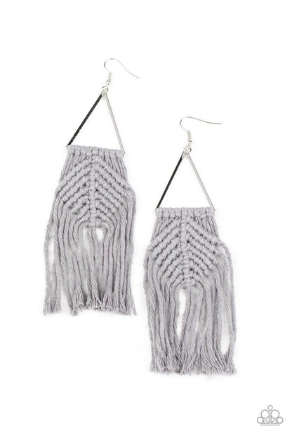Paparazzi Accessories-Macrame Jungle - Silver Earrings