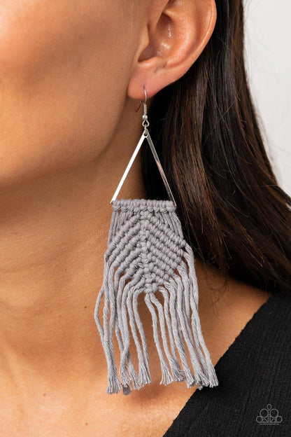 Paparazzi Accessories-Macrame Jungle - Silver Earrings