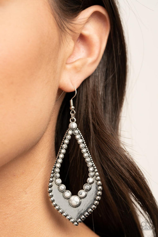 Paparazzi Accessories-Essential Minerals - White Earrings