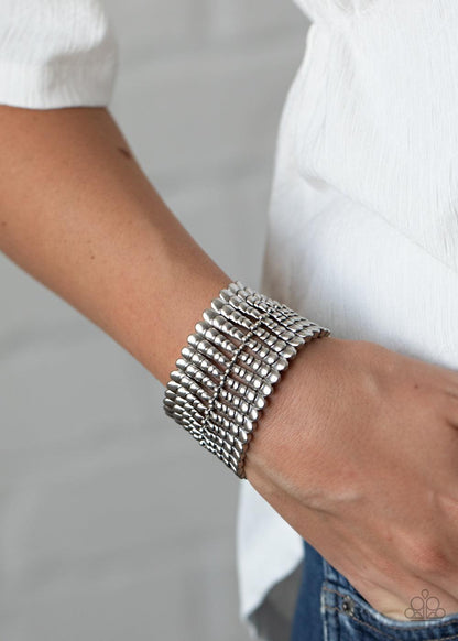 Paparazzi Accessories-Level The Field - Silver Bracelet