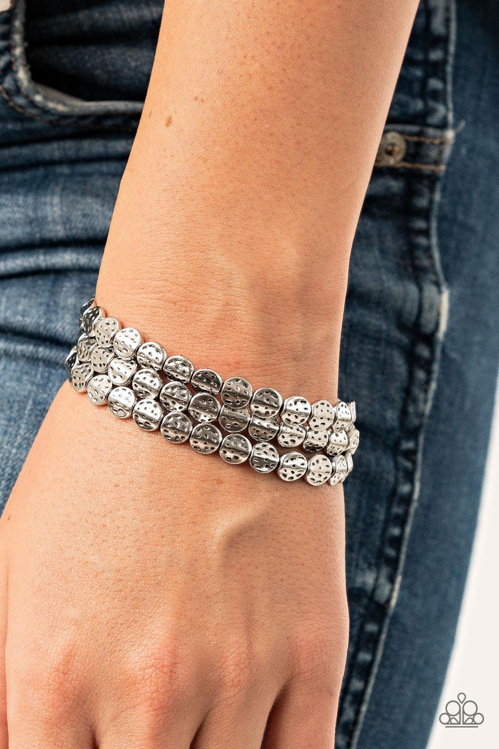 Paparazzi Accessories-Hammered Heirloom - Silver Bracelet