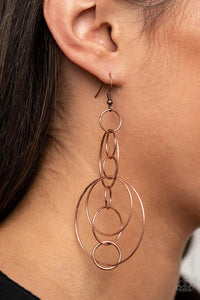 Paparazzi Accessories-Running Circles Around You - Copper Earrings