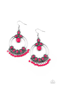 Paparazzi Accessories-Palm Breeze - Pink Earrings