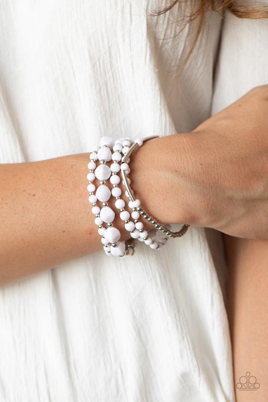 Paparazzi Accessories-Vibrantly Vintage - White Bracelets