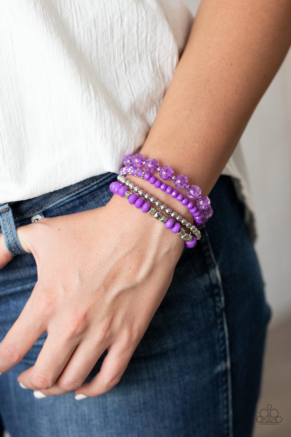 Paparazzi Accessories-Layered Luster - Purple Bracelets
