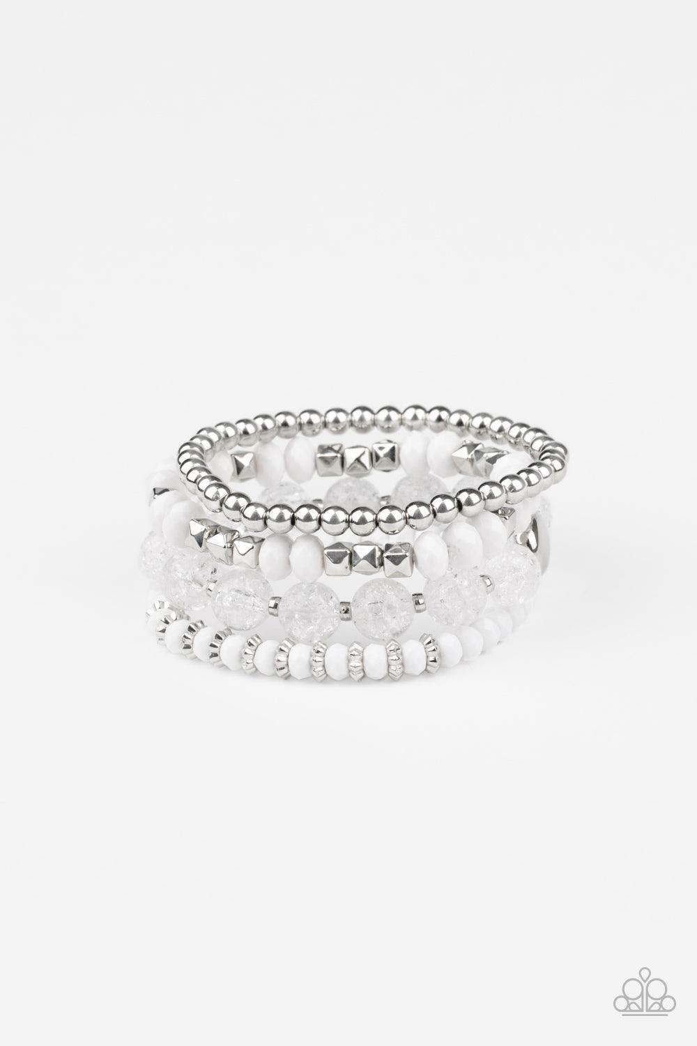 Paparazzi Accessories-Layered Luster - White Bracelet