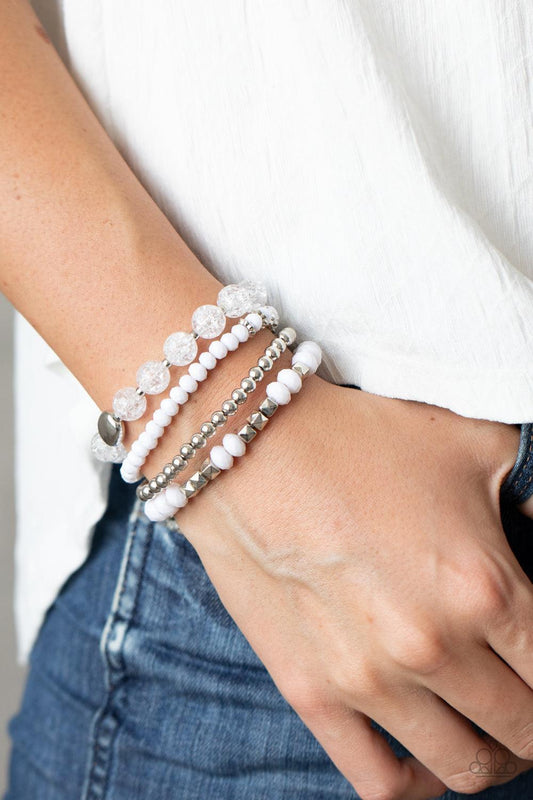 Paparazzi Accessories-Layered Luster - White Bracelet