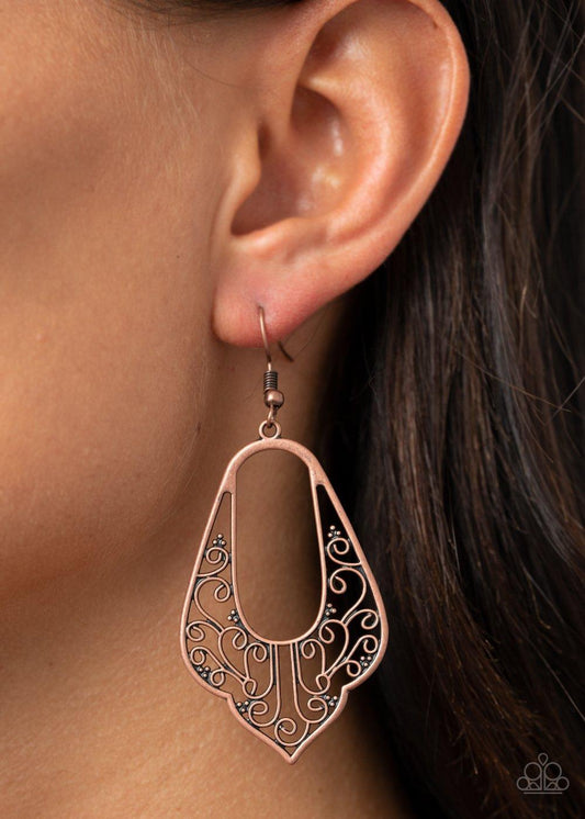 Paparazzi Accessories-Grapevine Glamour - Copper Earrings