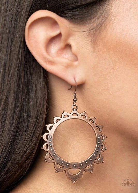 Paparazzi Accessories-Casually Capricious - Copper Earrings