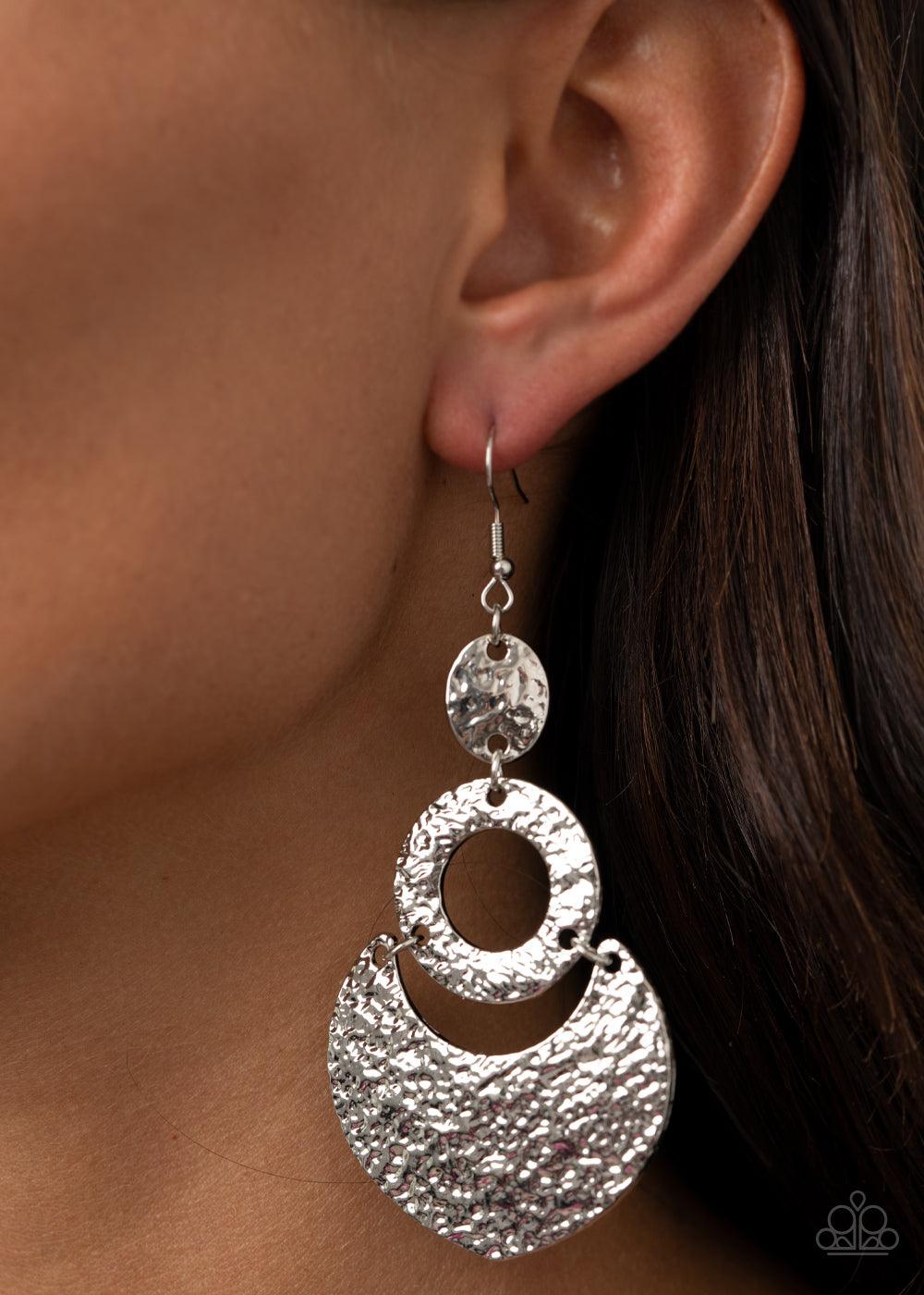 Paparazzi Accessories-Shimmer Suite - Silver Earrings