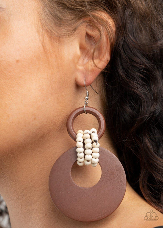 Beach Day Drama - Brown Earrings - Jewelry By Bretta