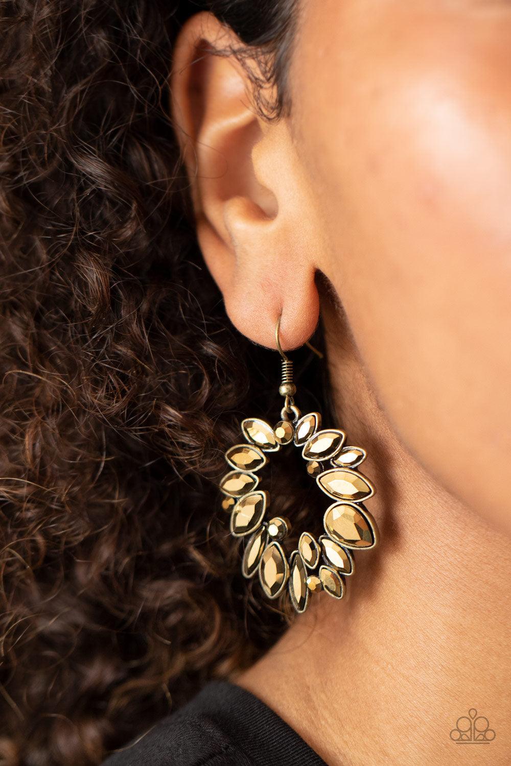  Paparazzi Accessories-Try as I DYNAMITE - Brass Earrings