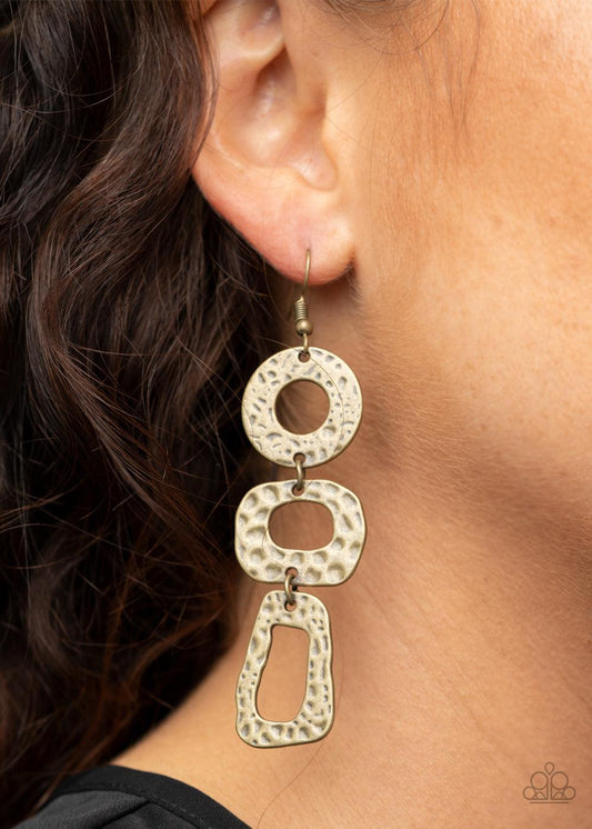 Paparazzi Accessories-Prehistoric Prowl - Brass Earrings