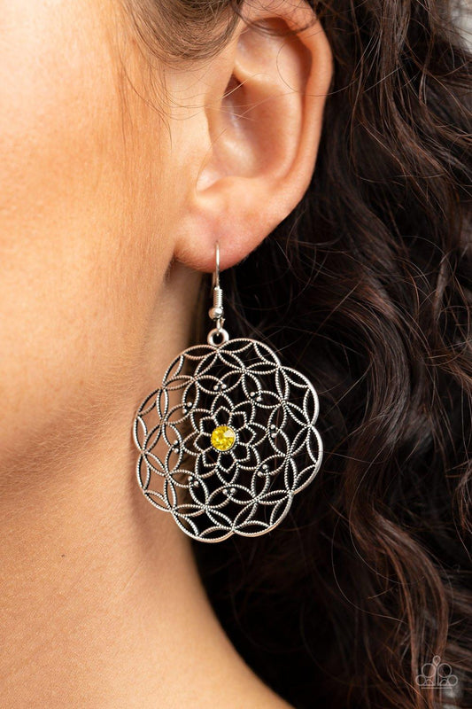 Paparazzi Accessories-Botanical Bash - Yellow Earrings