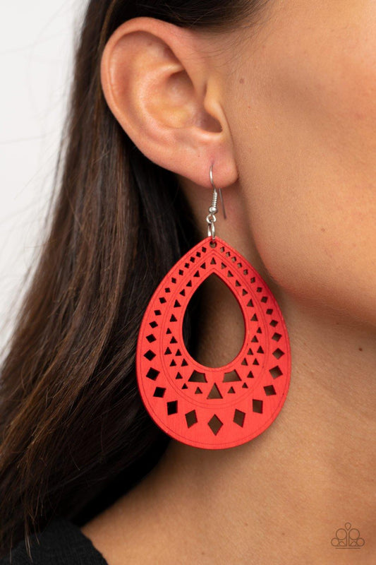 Paparazzi Accessories-Belize Beauty - Red Earrings