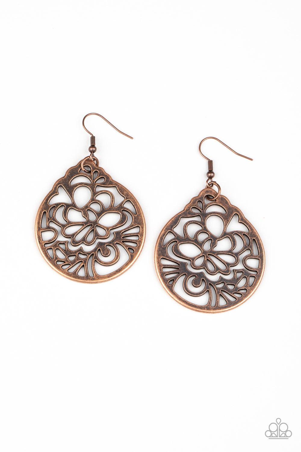 Paparazzi Accessories-Garden Mosaic - Copper Earrings