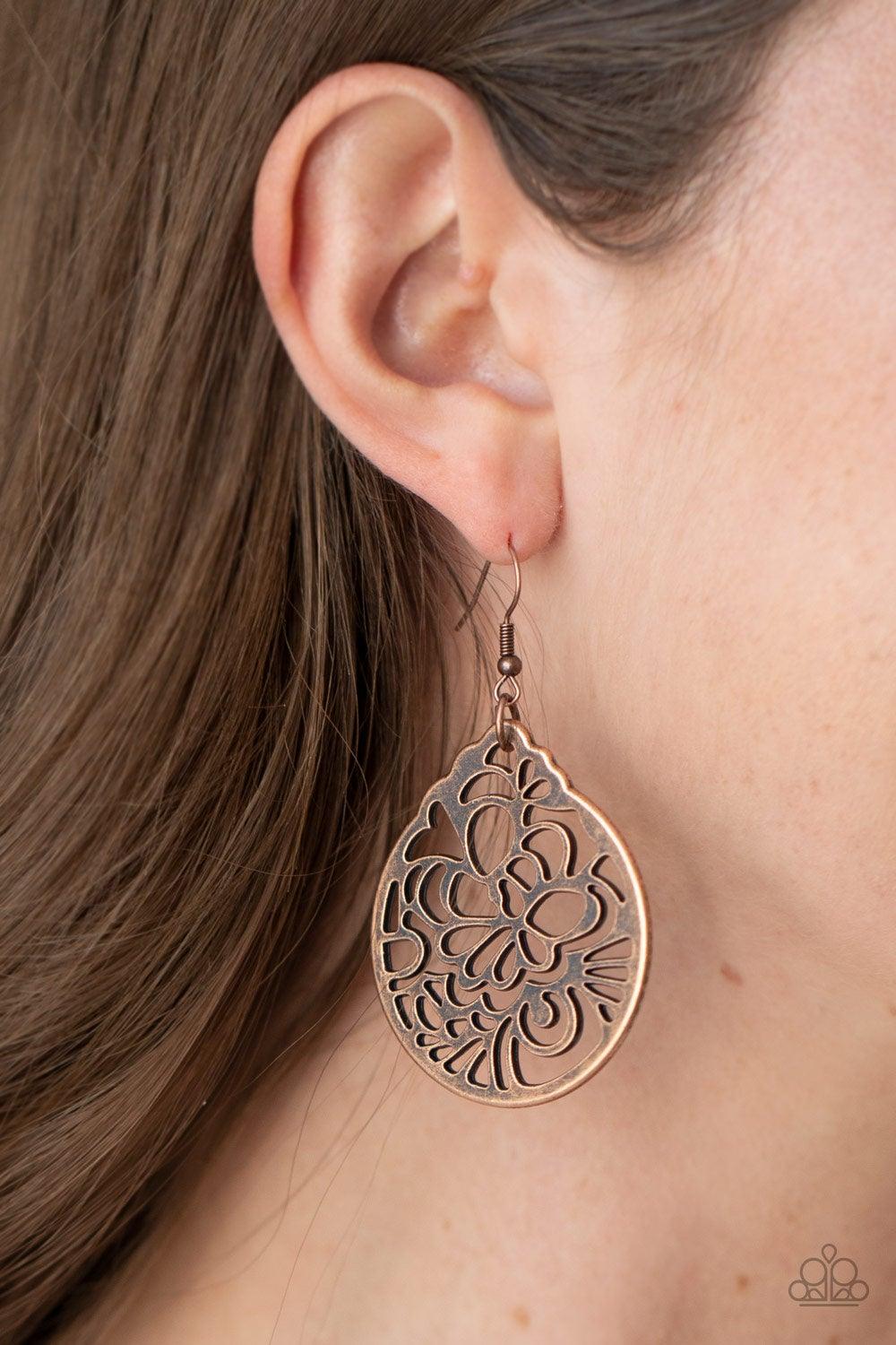 Paparazzi Accessories-Garden Mosaic - Copper Earrings