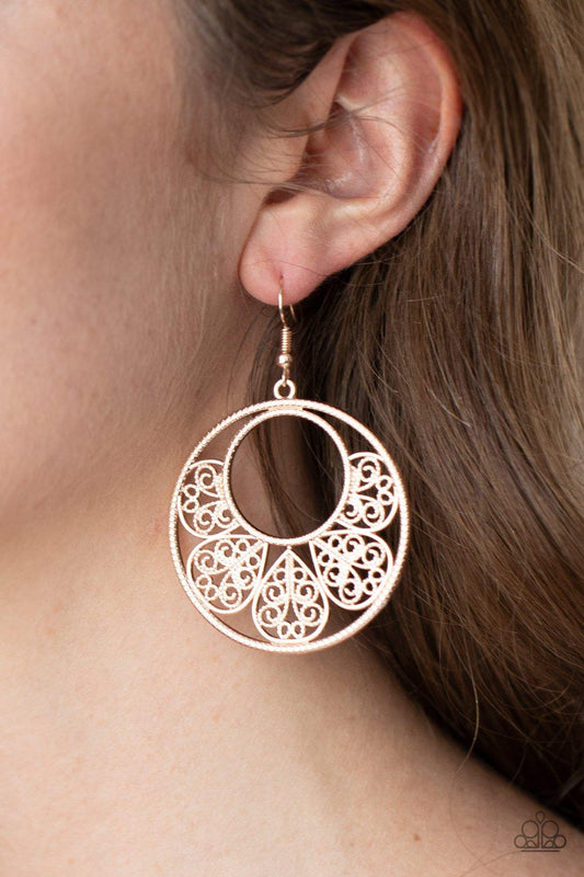 Paparazzi Accessories-Petal Promenade - Rose Gold Earrings