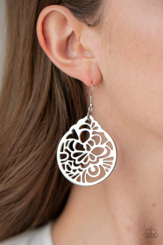 Paparazzi Accessories-Garden Mosaic - Silver Earrings