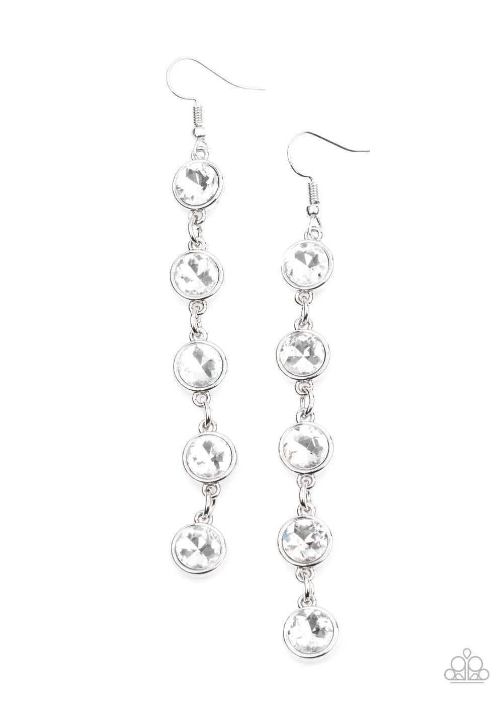 Paparazzi Accessories-Trickle Down Twinkle - White Earrings