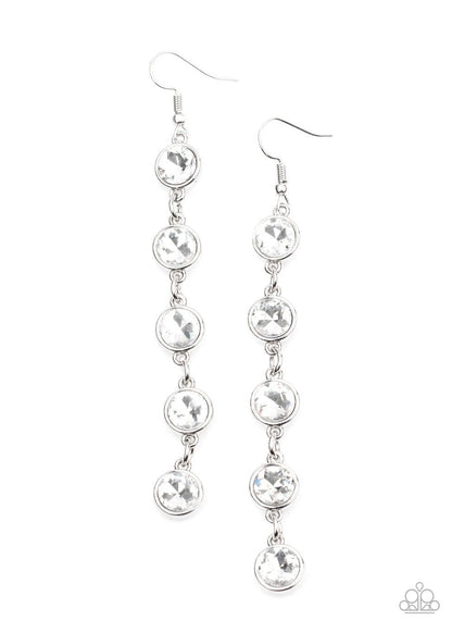Paparazzi Accessories-Trickle Down Twinkle - White Earrings