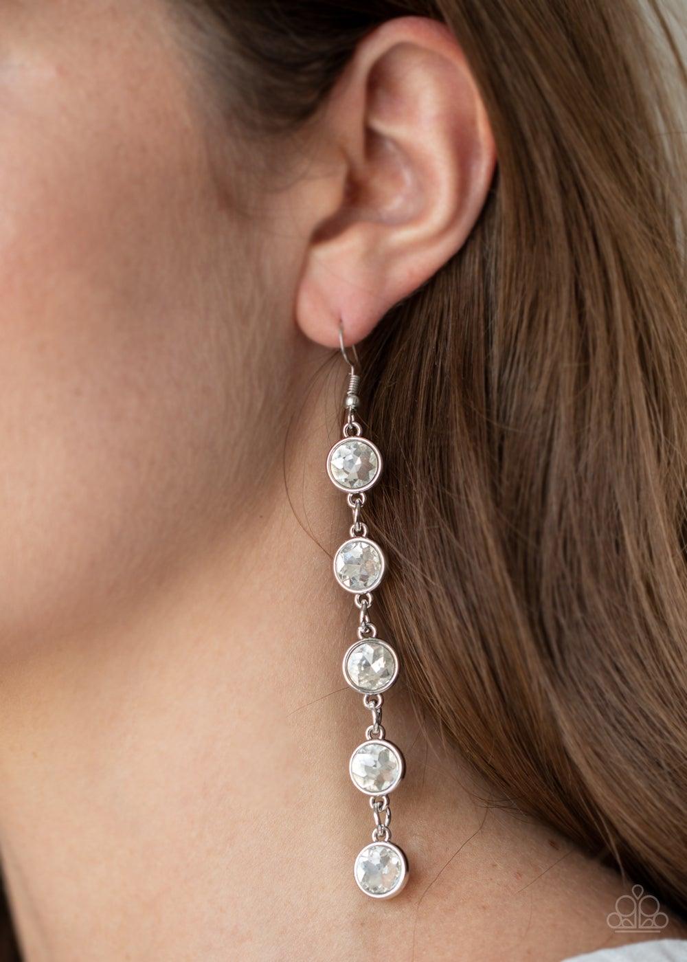 Paparazzi Accessories-Trickle Down Twinkle - White Earrings